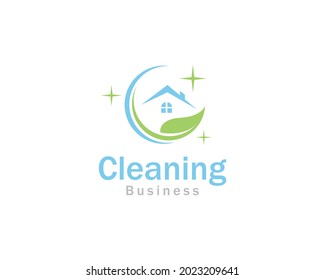cleaning home logo creative design concept nature leaf design concept