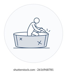 Cleaning Hot Tub Icon. Activity-based illustration for lifestyle, home, or outdoor task contexts
