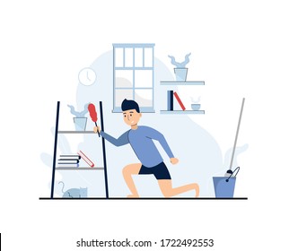 cleaning house flat design illustration