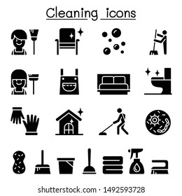 Cleaning house & Hygiene icon set 