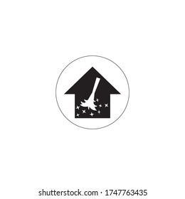 Cleaning house icon. Black and white vector illustration with feather duster.