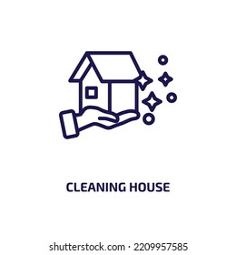 cleaning house icon from cleaning collection. Thin linear cleaning house, house, clean outline icon isolated on white background. Line vector cleaning house sign, symbol for web and mobile