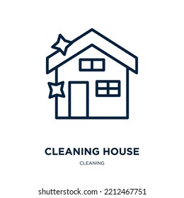 cleaning house icon from cleaning collection. Thin linear cleaning house, house, home outline icon isolated on white background. Line vector cleaning house sign, symbol for web and mobile