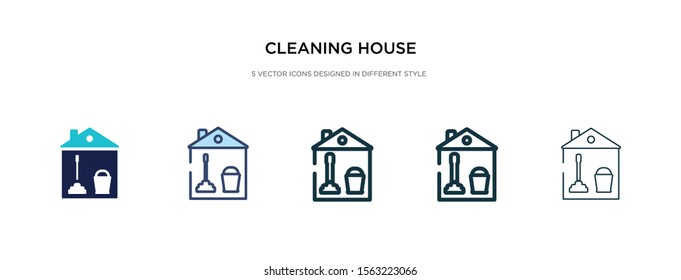 cleaning house icon in different style vector illustration. two colored and black cleaning house vector icons designed in filled, outline, line and stroke style can be used for web, mobile, ui