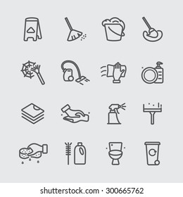 Cleaning in house line icon