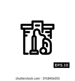 Cleaning House Line Icon Vector. House Keeping Symbol Vector