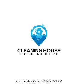 Cleaning House Logo Design Vector Template