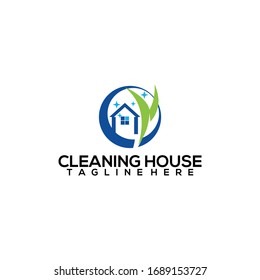 Cleaning House Logo Design Vector Template
