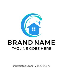Ilustración vectorial del diseño del logotipo de la casa de limpieza