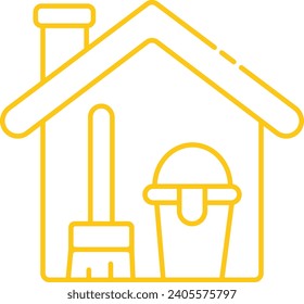 Cleaning House Tools Outline Vector Illustration