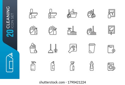 Cleaning and Housework line icon  - outline web icon set, vector, thin line icons collection