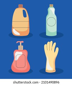 cleaning housework supplies icon collection