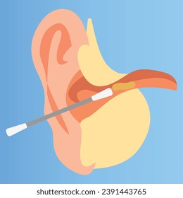 Cleaning a human ear with a cotton swab