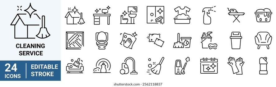 Cleaning and hygiene icon set. Cleaning service. Vacuum cleaner. housekeeping washing.