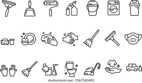 "Cleaning and Hygiene Icon Set - Trendy Minimal Design Collection"