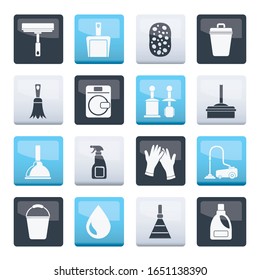 Cleaning and hygiene icons over color background - vector icon set
