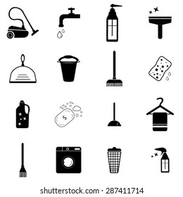 Cleaning hygiene icons set illustration
