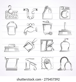 Cleaning and hygiene icons - vector icon set, Created For Print, Mobile and Web  Applications