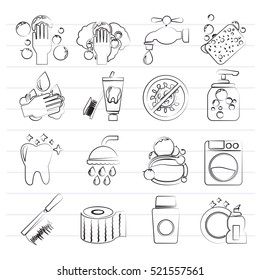 Cleaning and hygiene icons - vector icon set