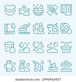 CLEANING - HYGIENE - WASHING ICON SET