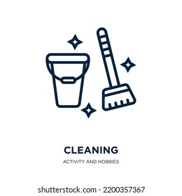 cleaning icon from activity and hobbies collection. Thin linear cleaning, hygiene, clean outline icon isolated on white background. Line vector cleaning sign, symbol for web and mobile