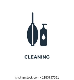 Cleaning icon. Black filled vector illustration. Cleaning symbol on white background. Can be used in web and mobile.