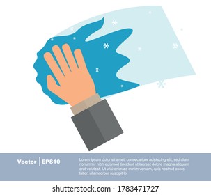 Cleaning icon. Cleaning cloth and hand. Vector.