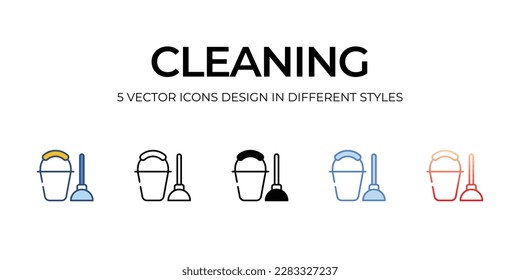 Diseño de iconos de limpieza en estilo Cinco con trazo editable. Línea, Sólido, Línea plana, Color de tono Duo y Línea de degradado de color. Adecuado para el diseño de páginas Web, aplicaciones móviles, UI, UX � y � interfaz gráfica de usuario �.