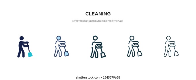 cleaning icon in different style vector illustration. two colored and black cleaning vector icons designed in filled, outline, line and stroke style can be used for web, mobile, ui