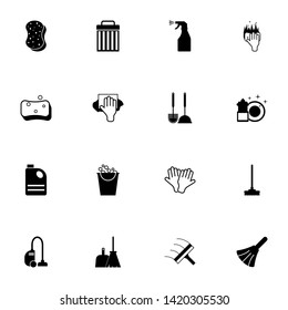 Cleaning icon - Expand to any size - Change to any colour. Perfect Flat Vector Contains such Icons as washcloth, bucket, vacuum cleaner, trash bin, glove, dishes, detergent, mop, sprayer, broom, scoop