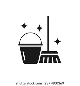 Cleaning icon flat style isolated on white background. Vector illustration