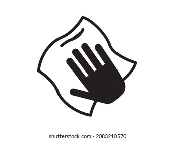 Cleaning icon. The hand cleans the surface with a cloth, a napkin. 
Protection and care from viruses. Vector icon.
