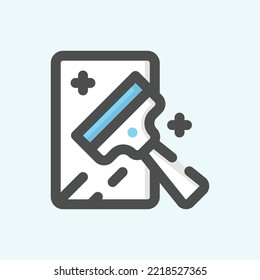  icono de limpieza, icono aislado de esquema de color laborista en fondo azul claro, perfecto para sitio web, blog, logo, diseño gráfico, medios sociales, UI, aplicación móvil