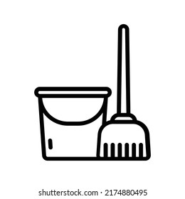 Cleaning Icon. Line Art Style Design Isolated On White Background