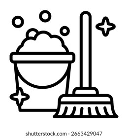 Ilustración vectorial de estilo de línea de icono de limpieza
