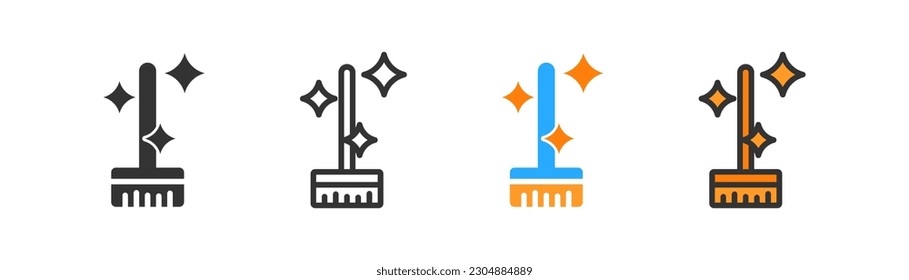 Icono de limpieza en el fondo de la luz. Mop símbolo. Empresa de limpieza, higiene, limpieza, piso brillante, superficie limpia, hogar. Contorno, plano y de color. Diseño plano. 