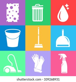 Cleaning icon set. 
