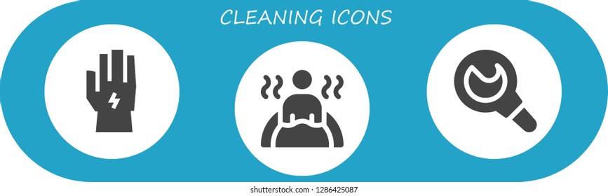  cleaning icon set. 3 filled cleaning icons. Simple modern icons about  - Glove, Bath, Enema
