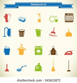 Cleaning icon set in color