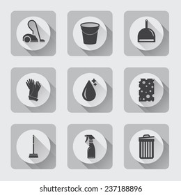 Cleaning icon set. Flat design. Template elements for web and mobile applications