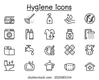 Cleaning icon set in thin line style