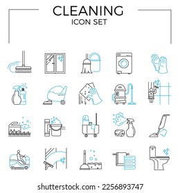 CLEANING Icon Set. Two colored.