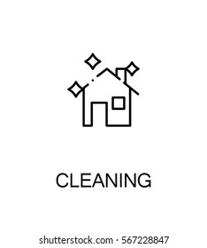 Cleaning icon. Single high quality outline symbol for web design or mobile app. Thin line sign for design logo. Black outline pictogram on white background