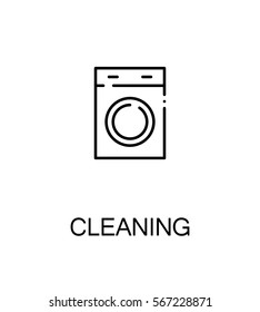 Cleaning icon. Single high quality outline symbol for web design or mobile app. Thin line sign for design logo. Black outline pictogram on white background