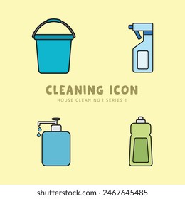 Cleaning Icon and Symbol Collection Flat Design - Editable EPS Vector Icon Illustration