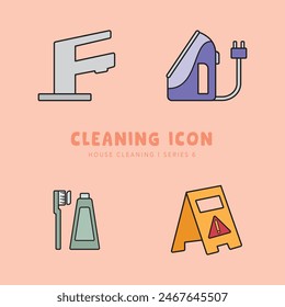 Cleaning Icon and Symbol Collection Flat Design - Editable EPS Vector Icon Illustration