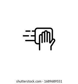 Icono de limpieza en lineal, icono de esquema aislado en fondo blanco