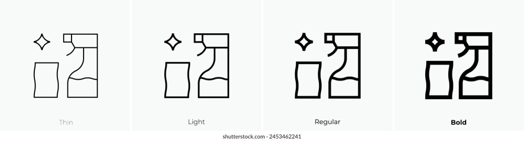 cleaning icon. Thin, Light Regular And Bold style design isolated on white background
