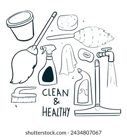 Cleaning Icon Vector Illustration House Cleaning Items illustration