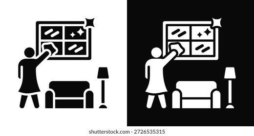 Icono de limpieza de estilo de fondo blanco y negro